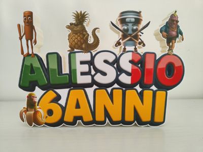 Sagoma scritta nome polistirolo a tema Brainrot personalizzata