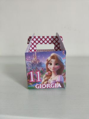 1 Scatolina Rapunzel Quadrata personalizza porta regali fine festa