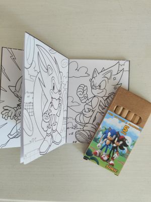 10 set matite colori + 10 libricini da colorare a tema Sonic