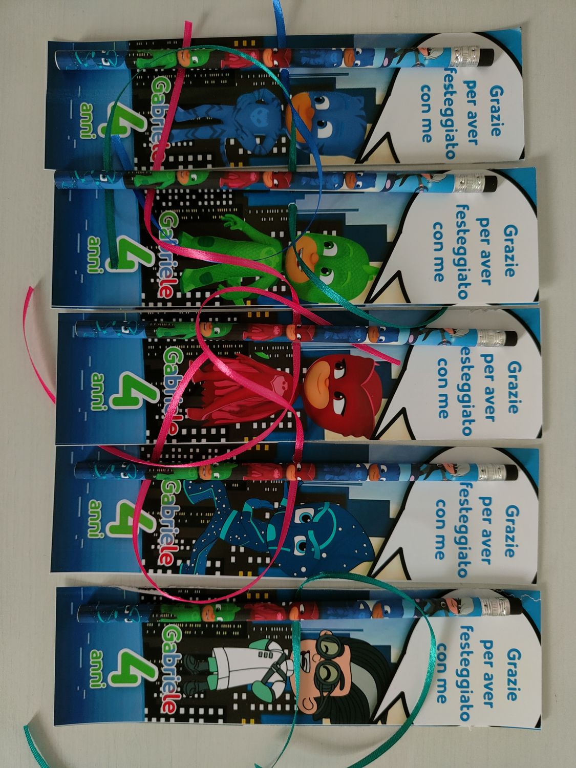 10 Matite segnaposto Pj Masks personalizza regali fine festa