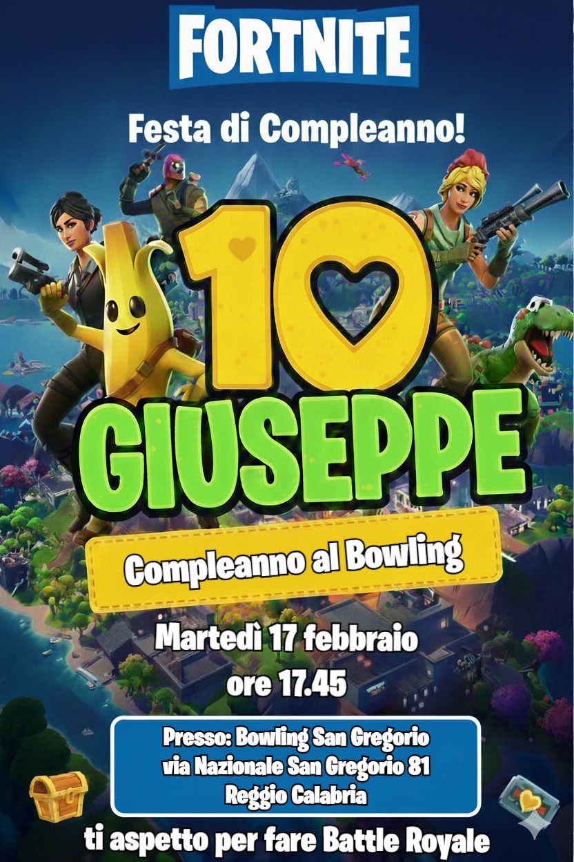 8 biglietti Inviti cartacei Fortnite personalizzati feste compleanno