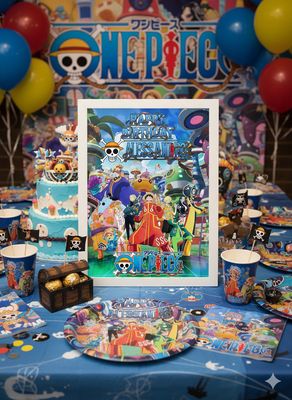 Quadretto One Piece personalizza centrotavola kit festa compleanno
