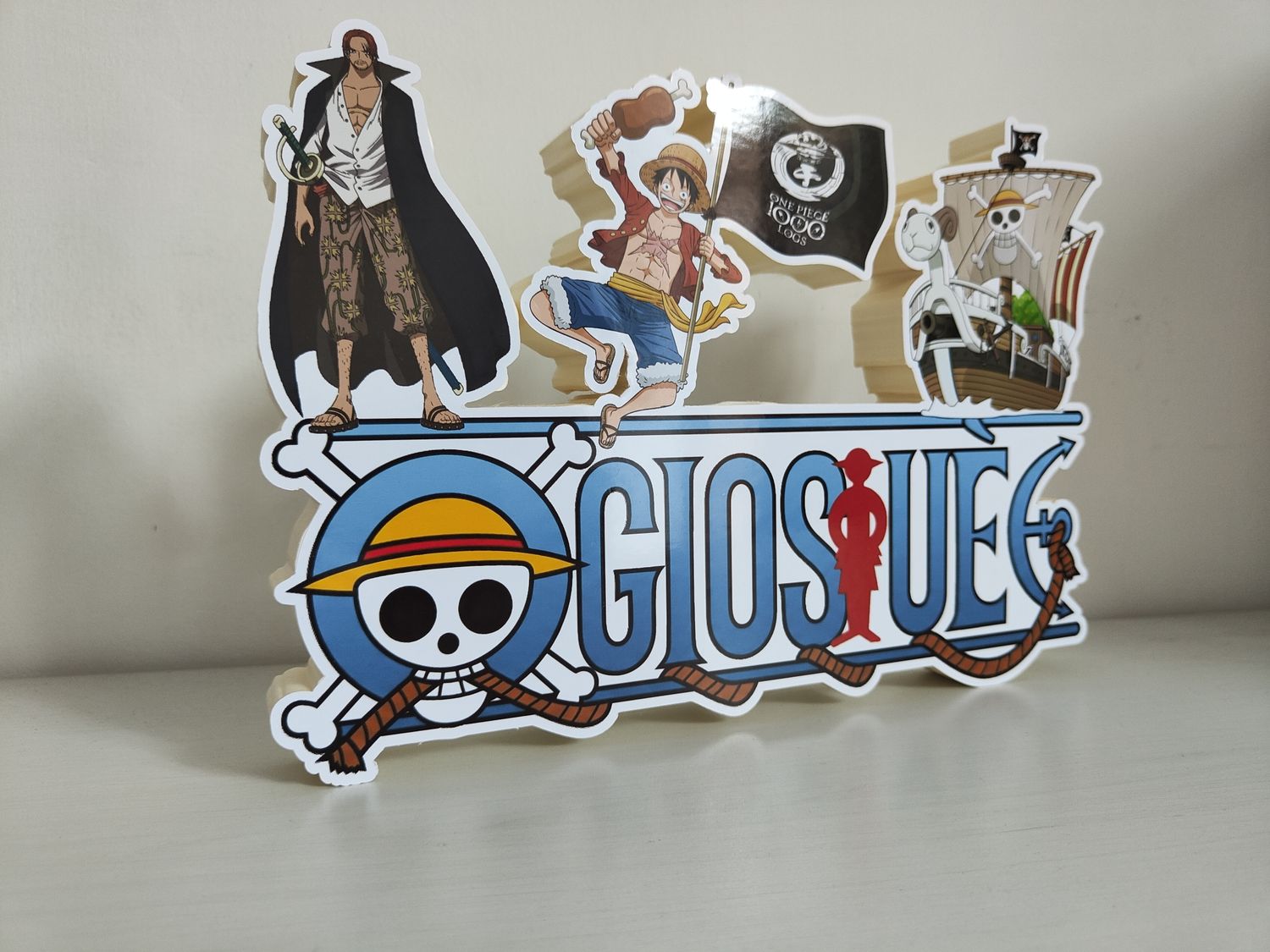 Sagoma scritta nome polistirolo a tema One Piece personalizzata