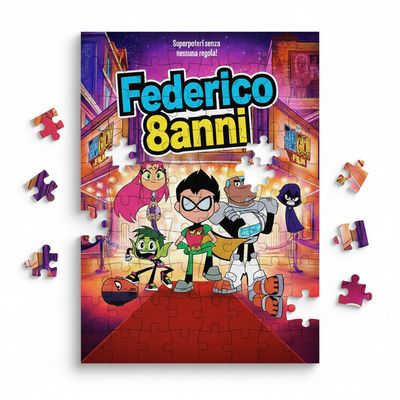 Stampa Puzzle Teen Titans Go personalizza con nome regali festa