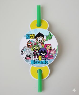 24 Decorazioni cannucce Teen Titans Go personalizza festa compleanno