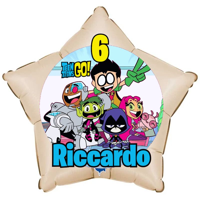 Palloncino Teen Titans Go personalizzati con nome centrotavola compleanno