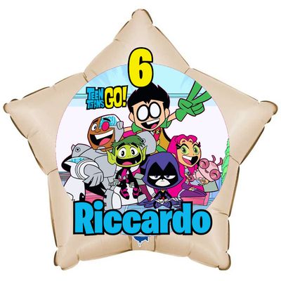 Palloncino Teen Titans Go personalizzati con nome centrotavola compleanno