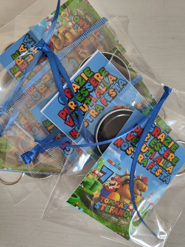 10 Portachiavi zaino super Mario personalizza regali festa