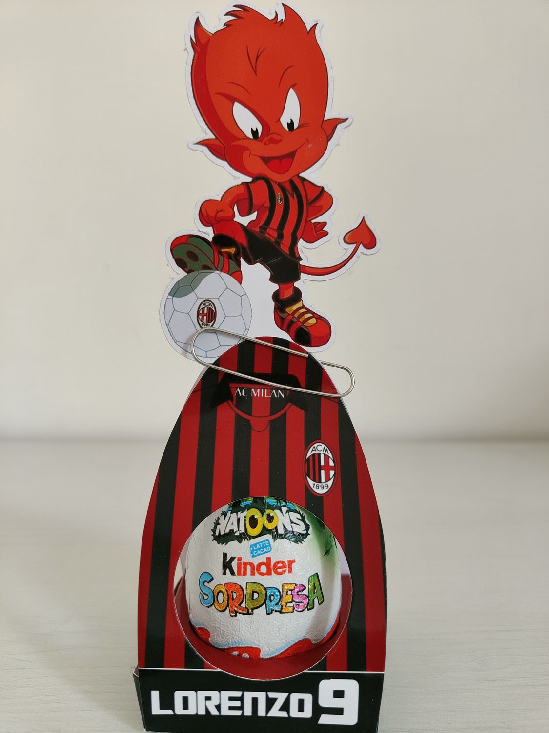 1 Scatolina Ovetto Kinder Milan personalizza regali fine festa