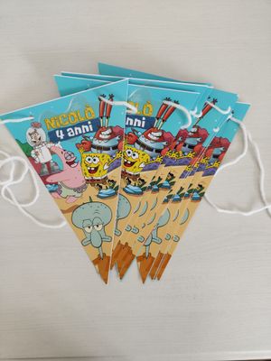 Festone SpongeBob personalizza bandierine triangolari festa