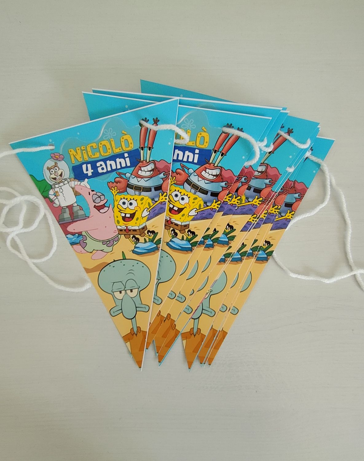 Festone SpongeBob personalizza bandierine triangolari festa