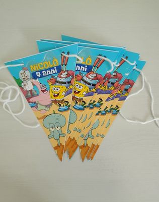 Festone SpongeBob personalizza bandierine triangolari festa