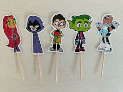 20 topper Teen Titans Go decorazioni bandierine per buffet