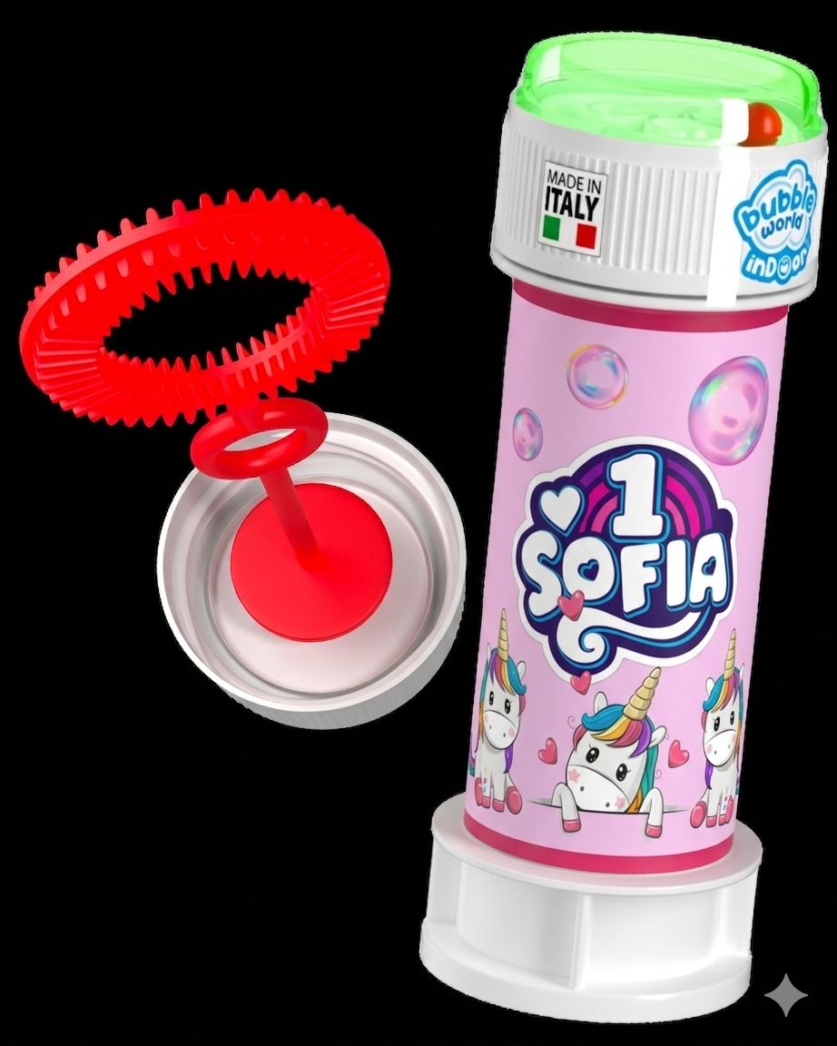 16 etichette adesive bolle di sapone Unicorno personalizza festa a tema
