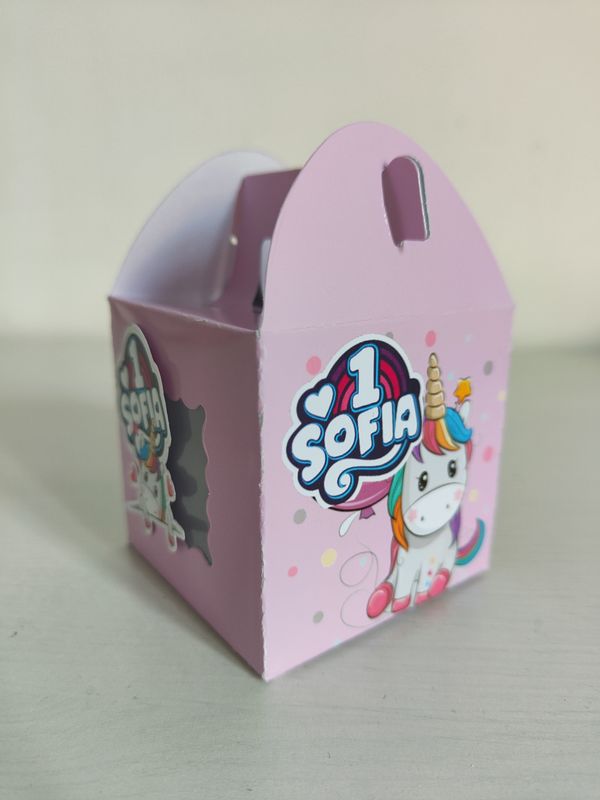 1 Scatolina Unicorno Quadrata personalizza porta regali fine festa