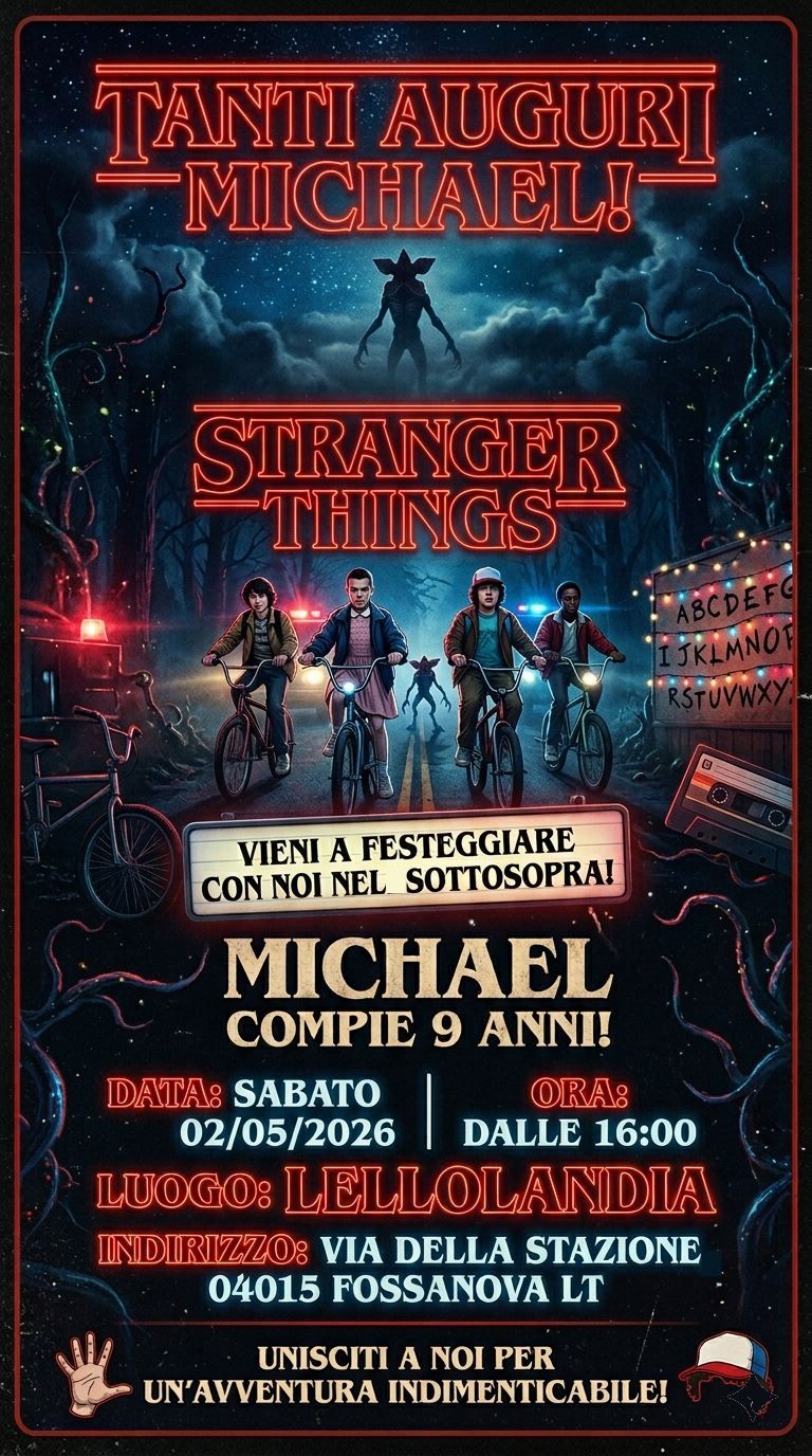8 biglietti Inviti cartacei Stranger Things personalizzati feste compleanno