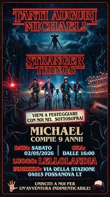 8 biglietti Inviti cartacei Stranger Things personalizzati feste compleanno
