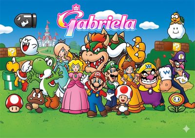 10 tovagliette americana colazione Super Mario personalizza