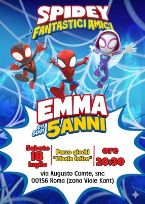 8 biglietti Inviti cartacei Spidey personalizzati feste compleanno 8 biglietti Inviti cartacei Spidey personalizzati feste compleanno