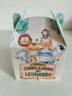 1 Scatolina Safari personalizza porta regalini confetti fine festa 1 Scatolina Safari personalizza porta regalini confetti fine festa