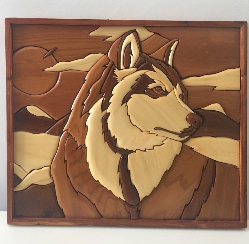 Husky Dog Wooden Wall Sculpture