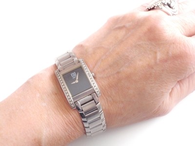 ESQ Movado Diamond Bezel Watch 1990s Esquire Ladies Wristwatch
