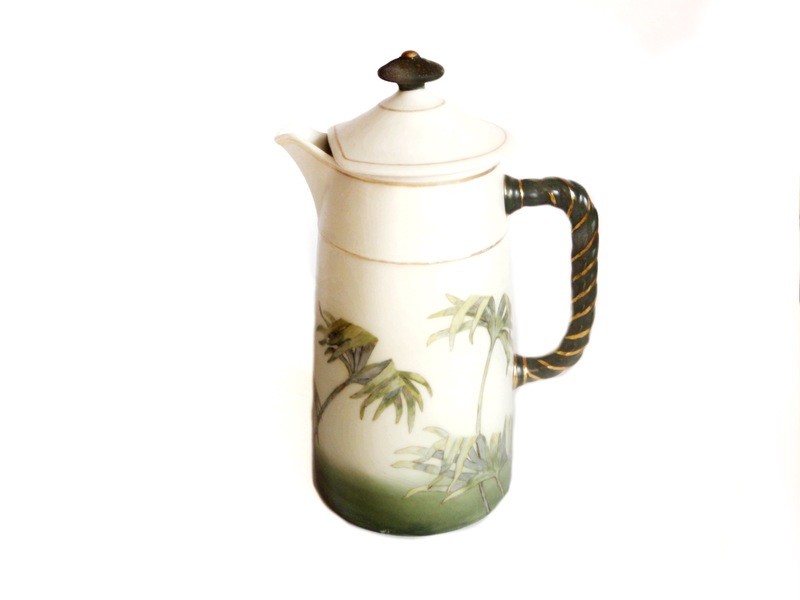 Antique Limoges Porcelain Palm Frond Pitcher - French Barware