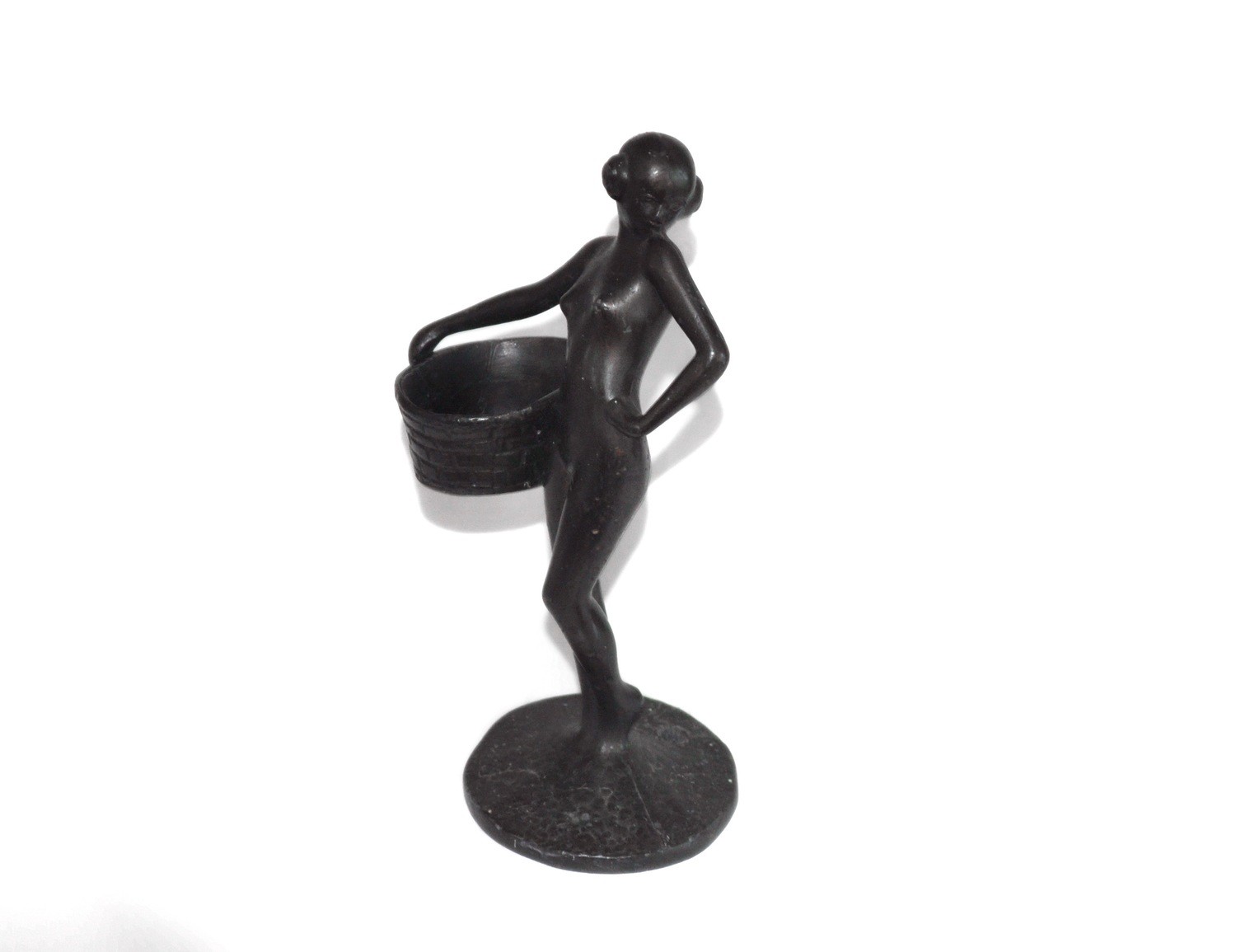 Art Deco Nude Woman Sculpture Naked Flapper Vanity Ring Dish