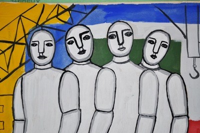 1930's Four Comrades Russian Watercolor