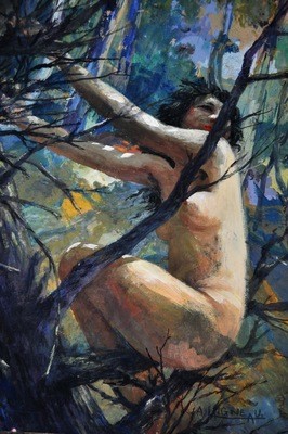 André Laigneau Nude Painting - The Tree Huger