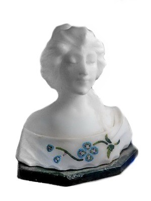 Art Nouveau Marble Lady Sculpture Bust Micro Mosaic Inlay