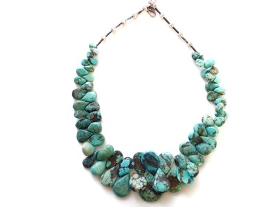 Vintage Native American Natural Turquoise Nugget Necklace Ethnic Jewelry