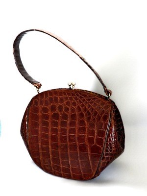 Art Deco 1930's Sg'd Melbourne Bag Alligator Handbag Purse