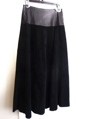 Danier Full Length Black Suede Leather Skirt 100 Inch Swing