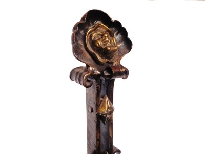Arts &amp; Crafts Iron and Bronze Monk Andirons 