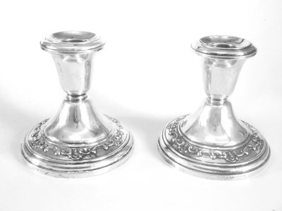 2 Gorham Sterling Silver Candle Holders with Floral Swag Details