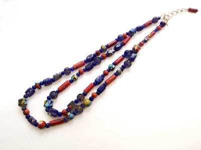 Antique African Glass Bead Double Strand Necklace