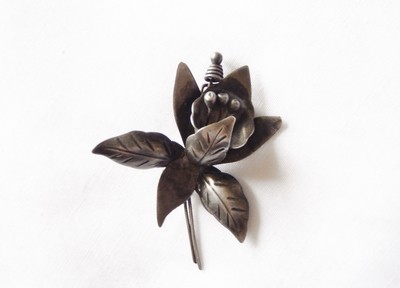 1940s Taxco Mexico Orchid Flower Brooch