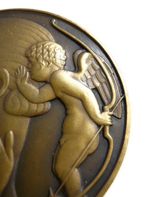 Delannoy medal angel with bow and arrow art deco