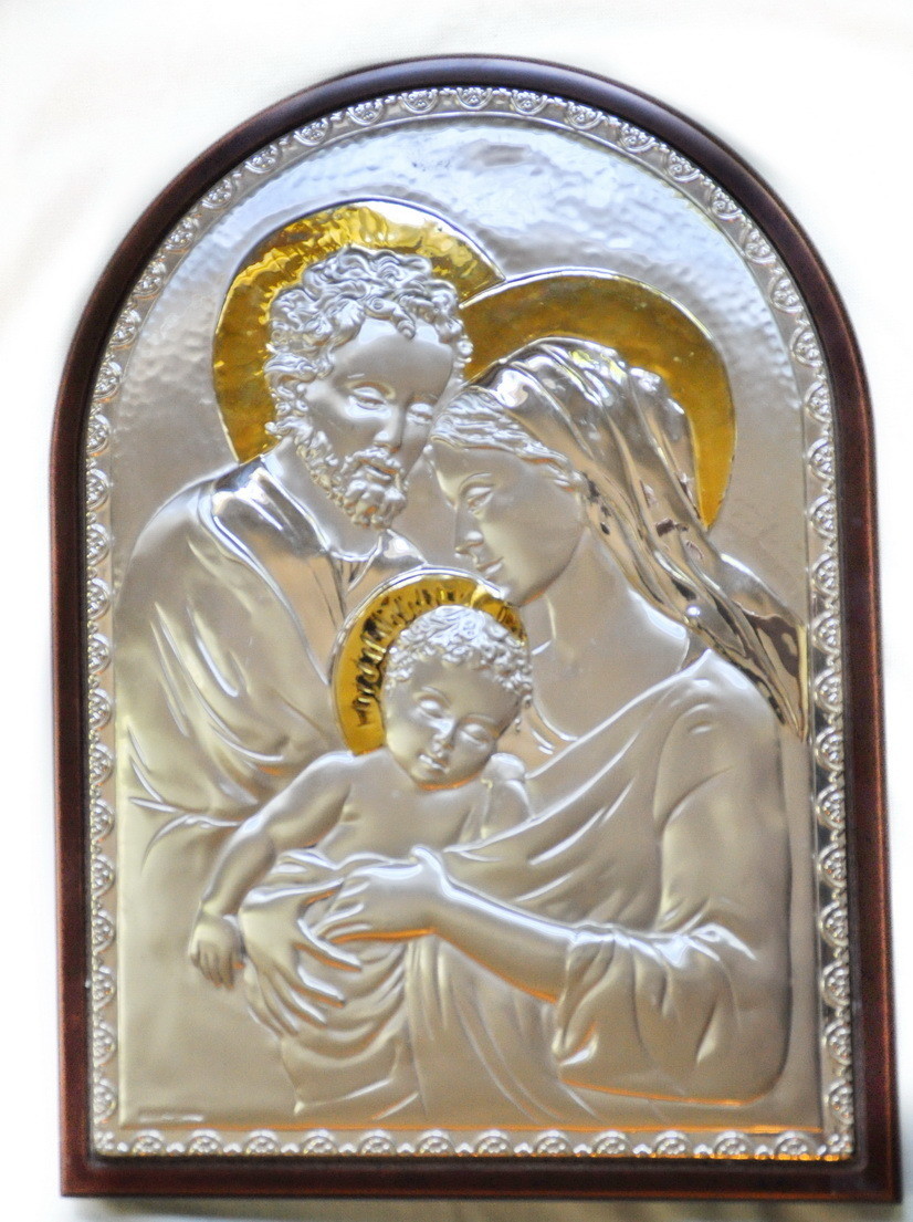 Vintage Sterling 14kt Gold Religious Collectible Holy Family Wall Plaque