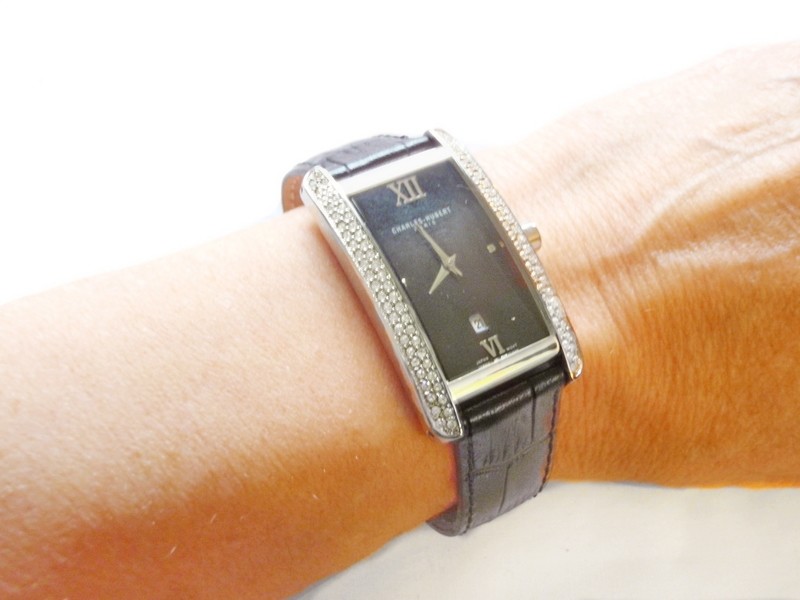 Super Charles Hubert Paris Long Tonneau Swarovski Crystal Watch