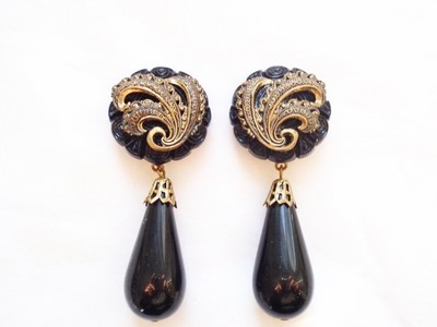 1980s vintage thermoplastic earrings with metal accents