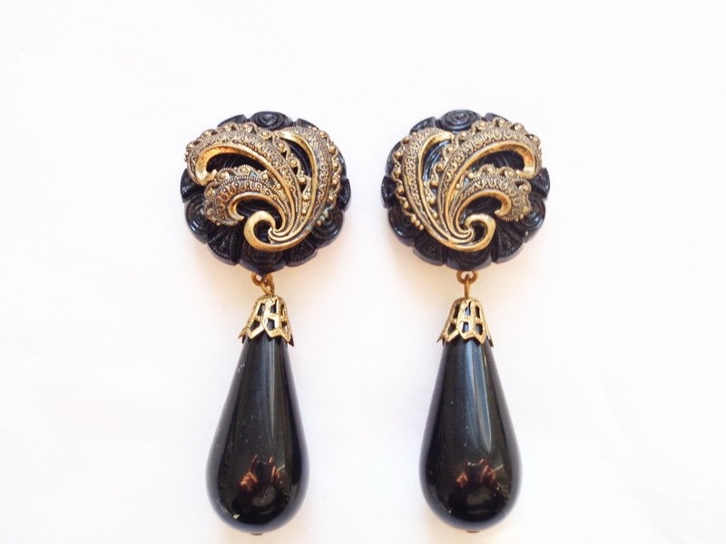 1980s vintage thermoplastic earrings with metal accents
