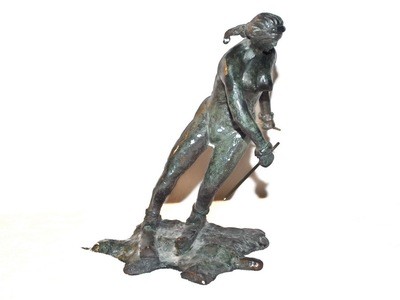 Naked woman skiing sculpture 1920's 