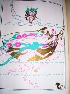 Hand colored and embellished illustrations by Clara Tice