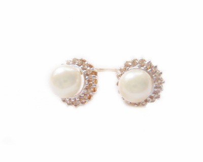 Vintage white pearl and diamond earrings