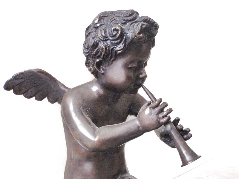 1 Vintage Bronze Cherubim Sculptures for Fireside Fireplace Mantle