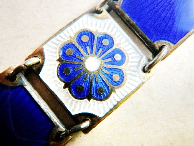 David Andersen Sterling Intricate Guilloche Enamel Link Bracelet