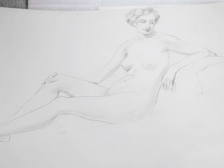 Arthur Royce Bradbury Nude Reclining Female Drawing No 2