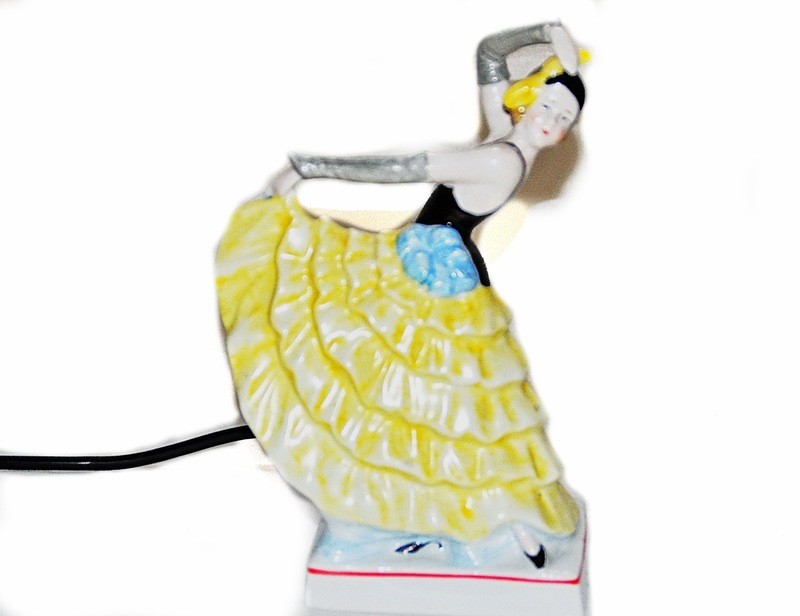 Art Deco German Porcelain Flamenco Dancer Lamp Boudoir Night Light